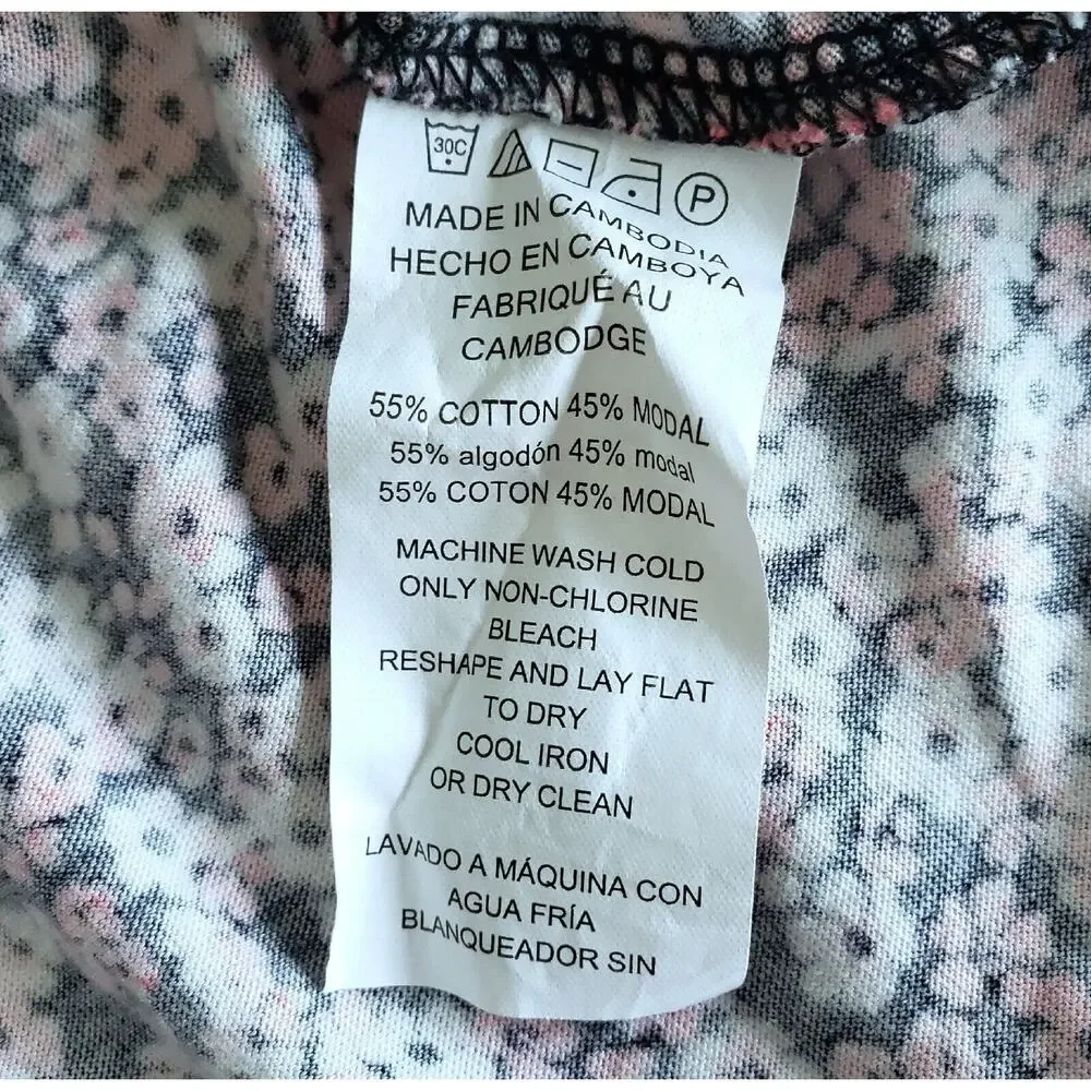 Michael Kors Top Women M Red Pink Ditsy Floral Tie Waist Tee Kawaii Cottagecore